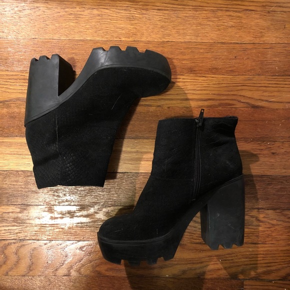 faux suede platform combat boots